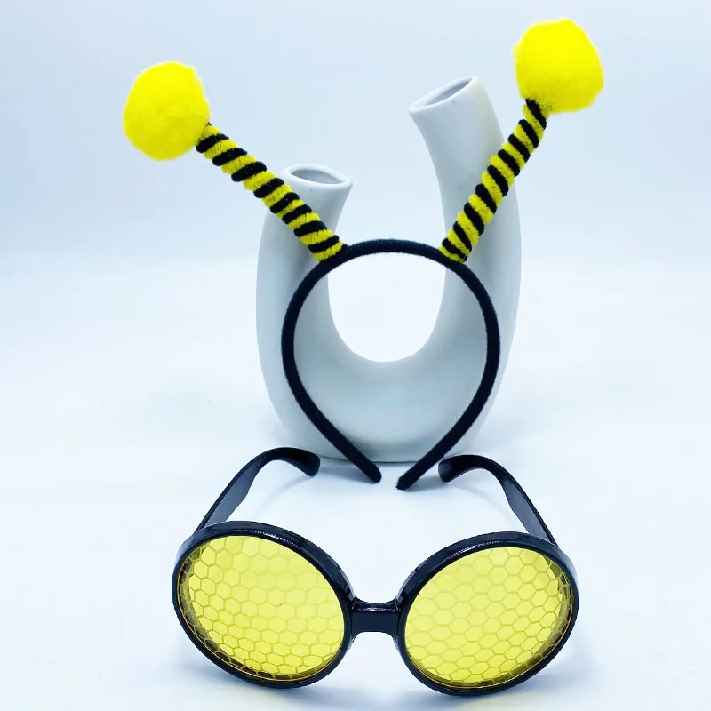 꿀벌 의상 세트 왕관 꿀벌 개미 귀 머리띠 안경 어린이 성인 할로윈 의상 코스프레 파티