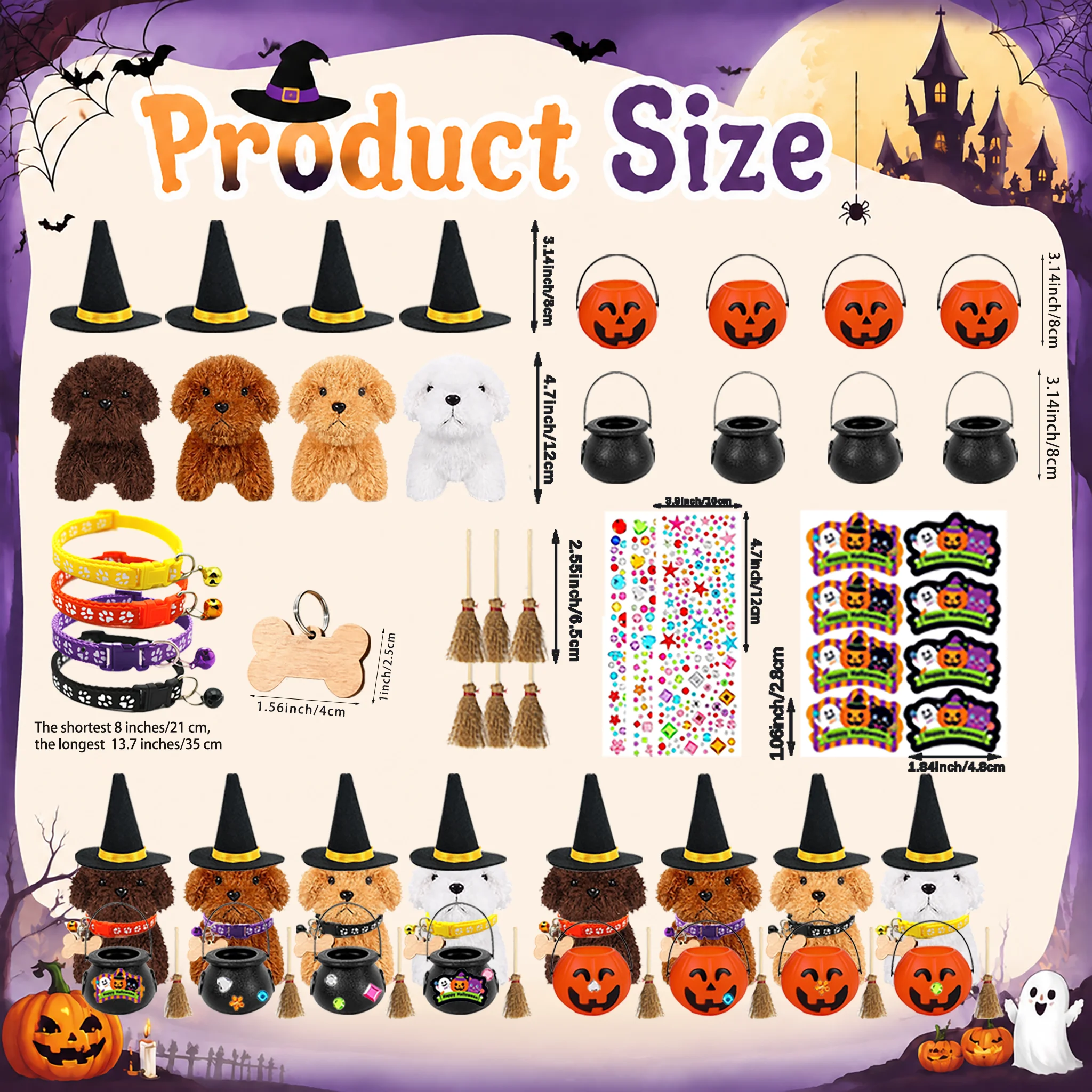8-48Pcs DIY Halloween Stuffed Animal Puppy Stuffed Animals Bulk With Hats Pumpkin Jar Adopt A Puppy Party Favors Birthday Gifts view 3