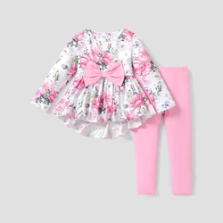 PatPat 2PCS Childlike Toddler Girl Flower Hyper-Tactile Design Set Perfect for Outings and Daily Wear Basic Style