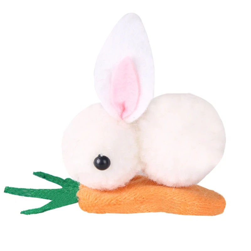 Mini Plush Rabbit for Doll Stuffed Animal Easter Carrot Hair Pin Toy Soft for Doll Early Education Cloth Accs Kids