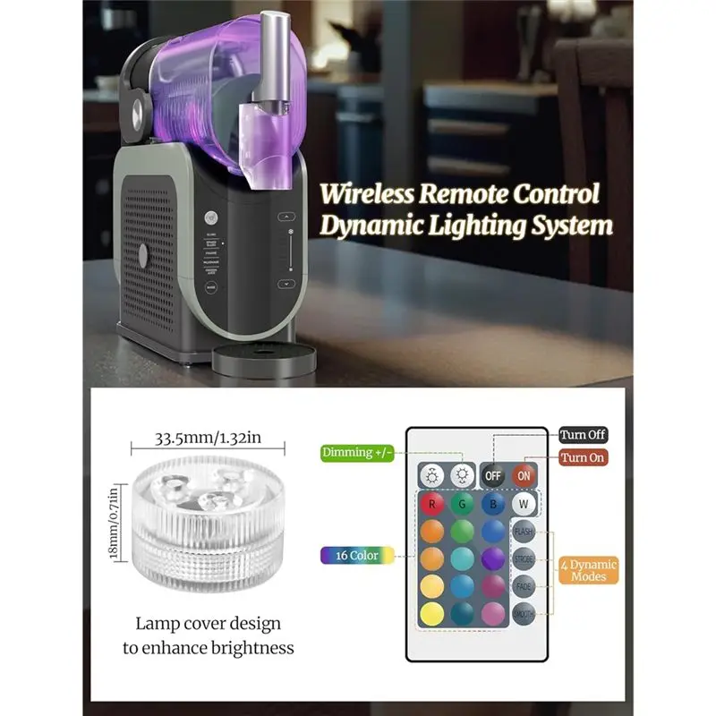 Luces LED tipo cápsula AT14 para Ninja Slushi FS301/FS300, 16 colores y 4 modos, sin instalación, luz RGB impermeable, paquete d