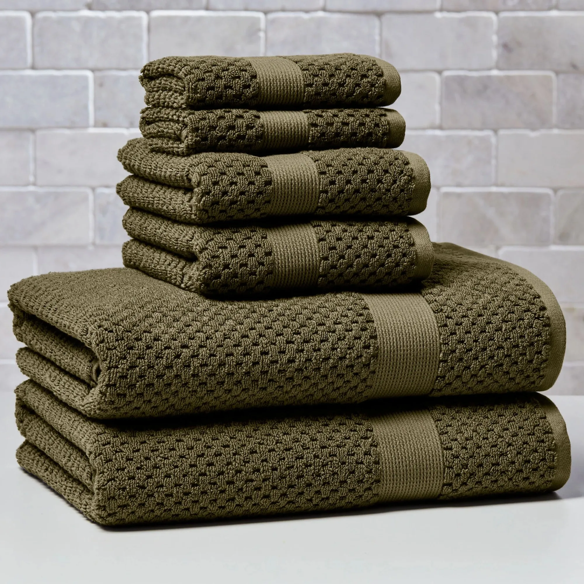 

Soft Popcorn Texture 6 Piece Towel Set,Sea Turtle