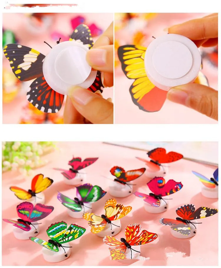 Đầy màu sắc Sáng Bướm LED Ánh Sáng Ban Đêm Cưới Trang Trí Đèn Dán Trẻ Em Những Món Quà Nhỏ ĐỒ CHƠI trò chơi Battery Operated