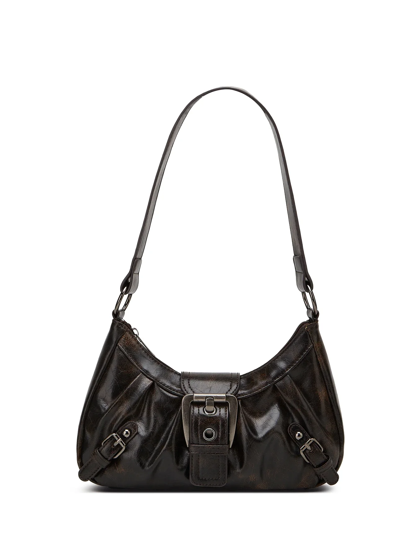 

Retro- Style Shoulder Bag, Pleated And Riveted Underarm Bag, Fashionable And Cool Leather Shoulder Bag For Ladies.