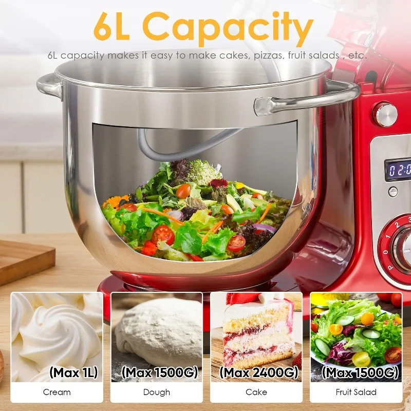 Multifunctional Household Stand Mixer Large Capacity, Electric Dough Kneader Egg Beater For Baking Food Mixing Work