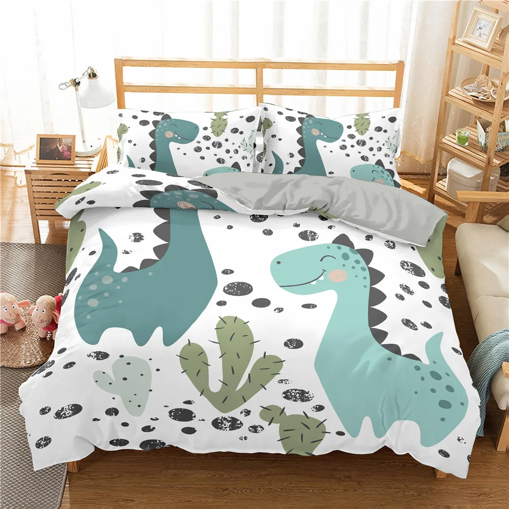 

Cartoon Dinosaur Duvet Cover Animal Bedding Set 3D Print Comforter Cover For Kids Girl Boy Bedroom Double Single Size