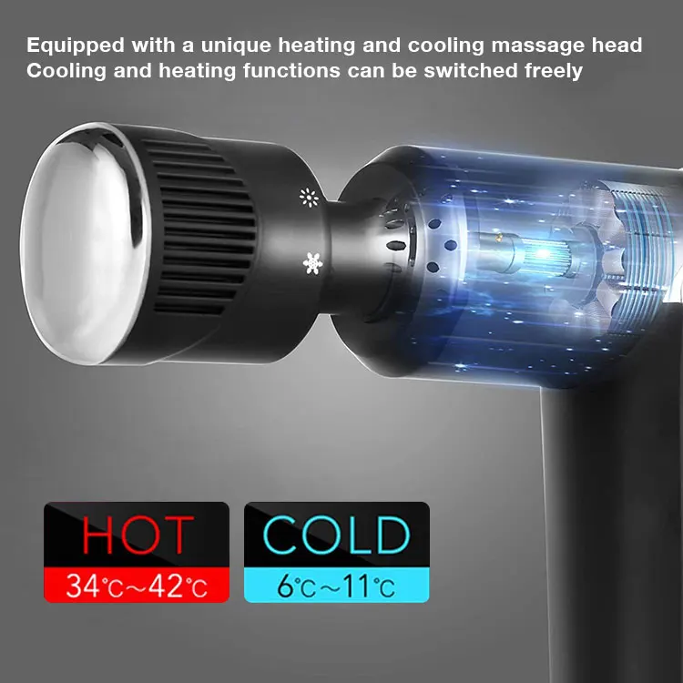 PRO Mini Gun Massager Deep Tissue Vibration Percussion Heating Warm Cooling Cold Hot Metal Head Fascia Muscle Mini Massage Gun view 2