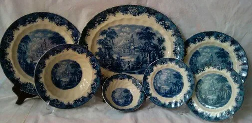 Foreign trade original single glaze color castle grain set tableware plate