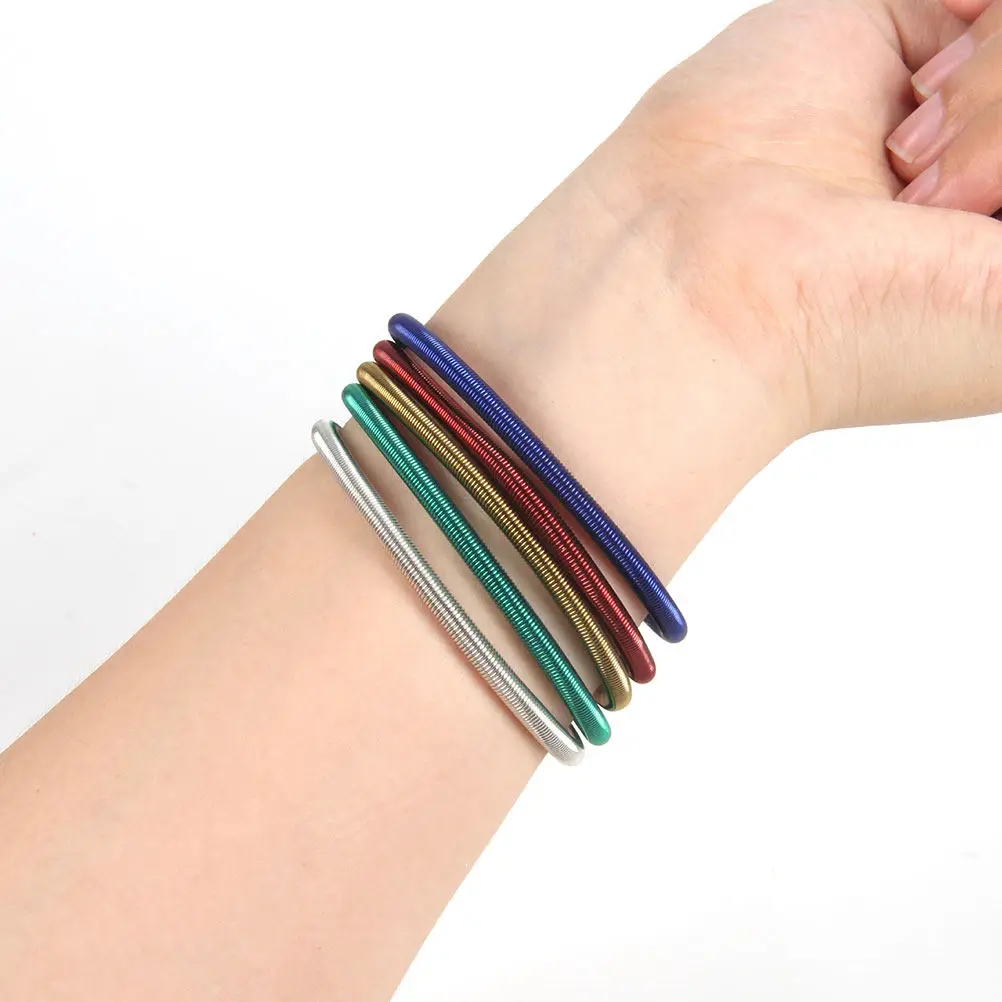 8Pcs Spring Bracelets Hand Rings Elastic Steel Bracelets Massage Wrist Decoration Adjustable Comfortable for Office School Party
