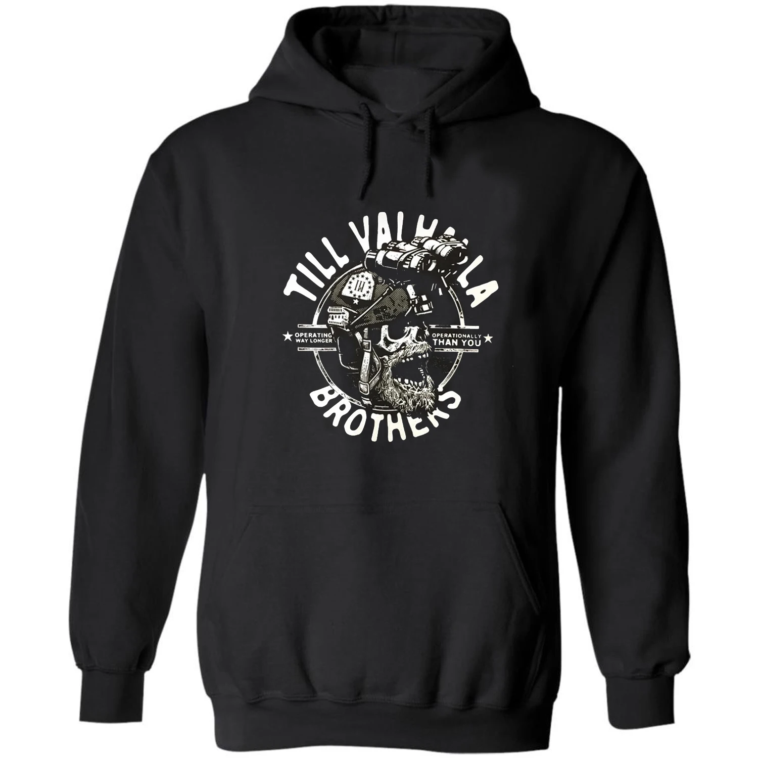 Till Valhalla. Nordic Warrior Brother Tactical Skull Grunt Pullover Hoodie New 100% Cotton Comfortable Casual Mens Sweatshirt