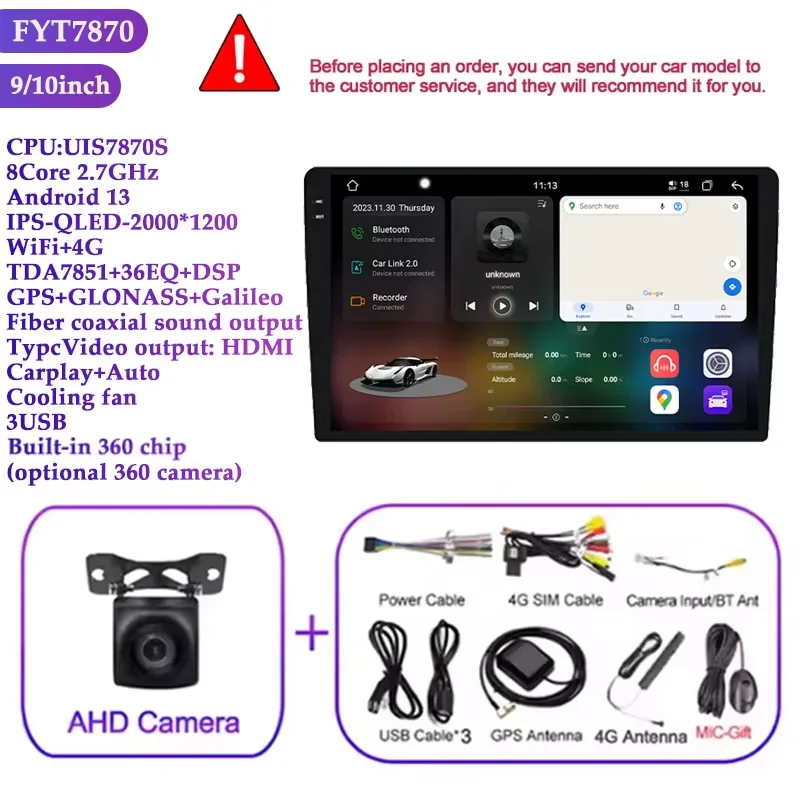 8cores 12 + 256G Android13 autoradio 5G WIFI Carplay & Android auto GPS DSP multimuoia carplay android Speler WIFI Bluetooth