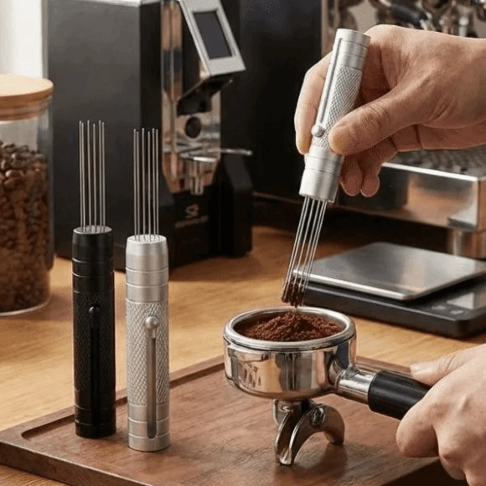 Stainless Steel Espresso Stirring Needle 6 Pin Telescopic Coffee Tamper Needle Even Dispersion Coffee Stirrer