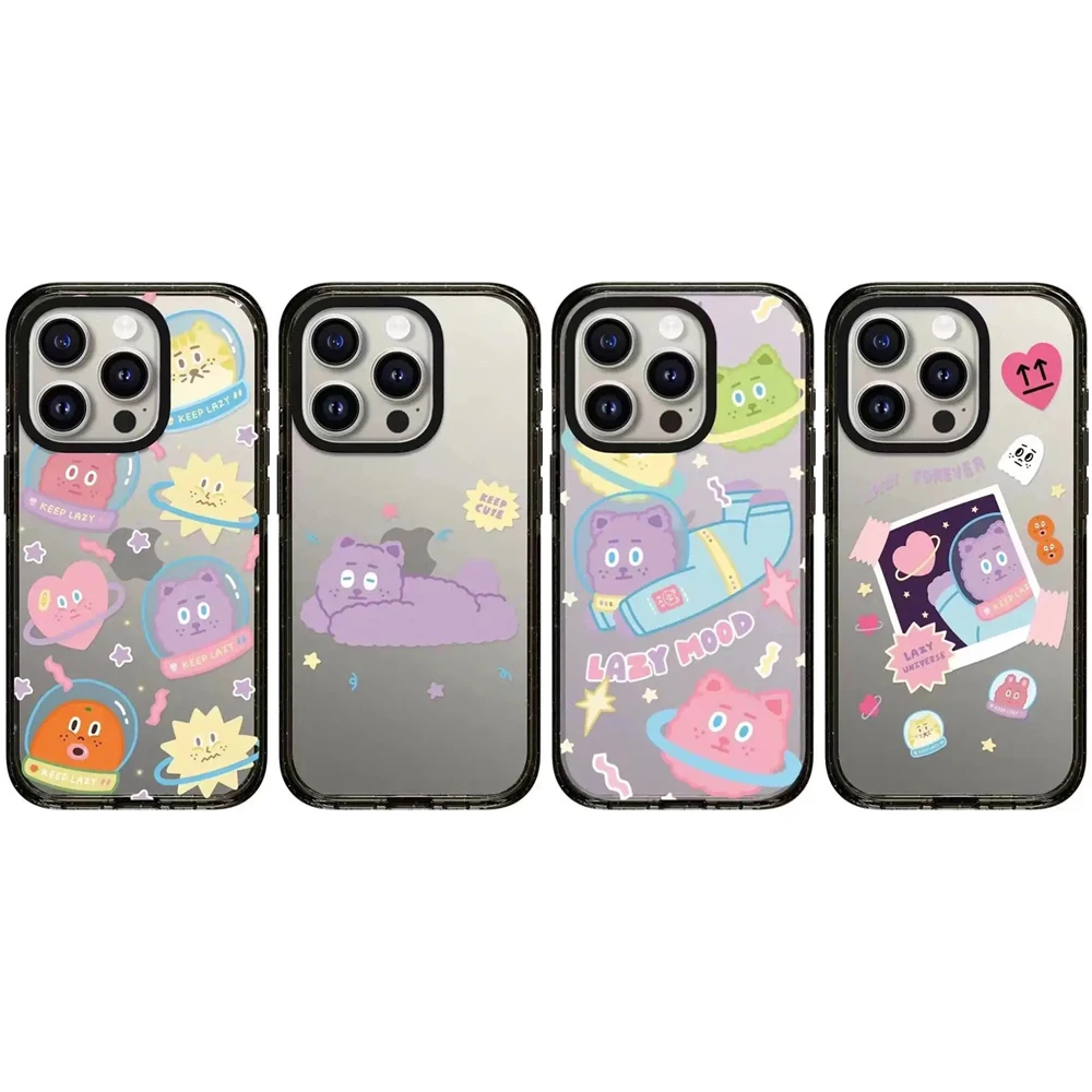 

Cartoon Space Bear Acrylic Black Border Phone Case Cover for IPhone 11 12 13 14 15 Pro Max Case