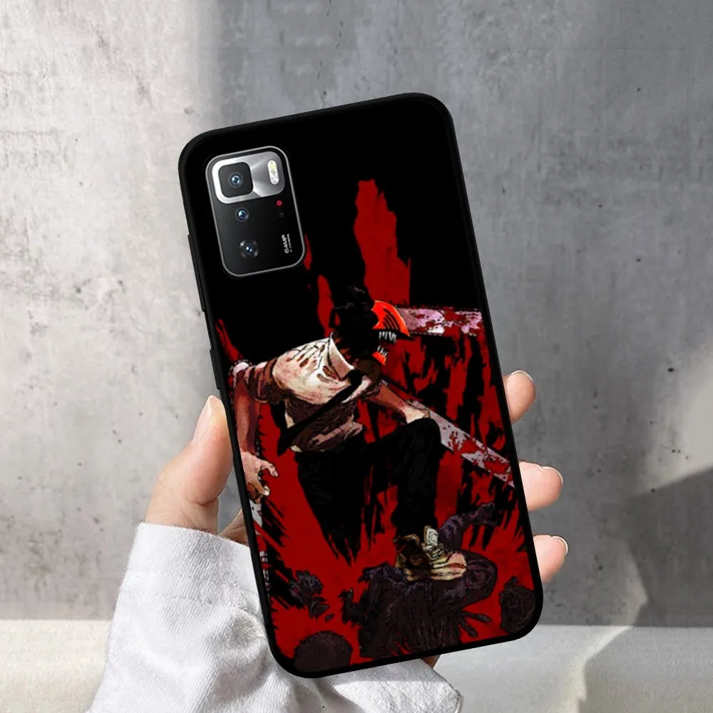 Motosserra homem anime caso de telefone para redmi nota 4x5 a 6 7 8 t 9 9s 10 11 11s 11epro poco m3 pro