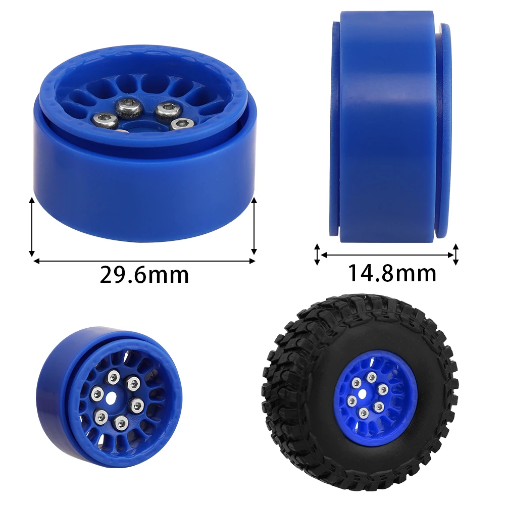 1/24 1/28 RC Mini Crawler Plastic Beadlock Wheels 4Pcs 29.6mm Multi-Color Off-Road RC Car Upgrade Wheel Rims style B