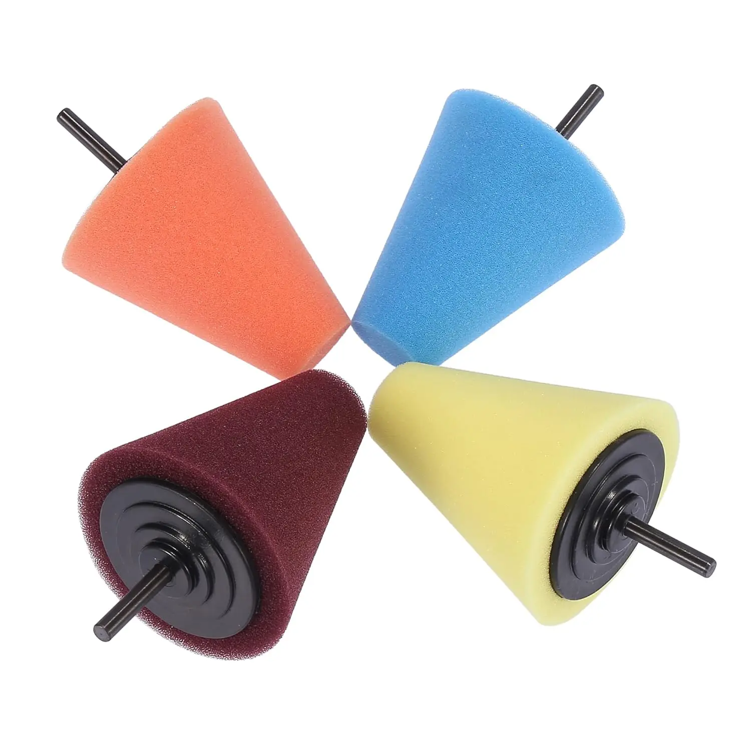 3Inch Coarse Medium Fine Hub Beauty Waxing Screw Tapered Sponge Polishing Wheel, Car Hub Drill Bit Polishing Sponge Pad Set