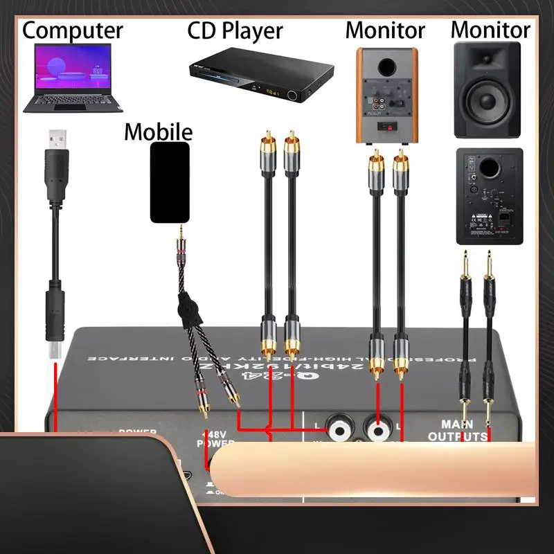 

Профессиональный 24-битный 192 кГц аудиоинтерфейс 2 входа звуковая карта для электрогитары с петлей внешняя студийная запись ПК прочный