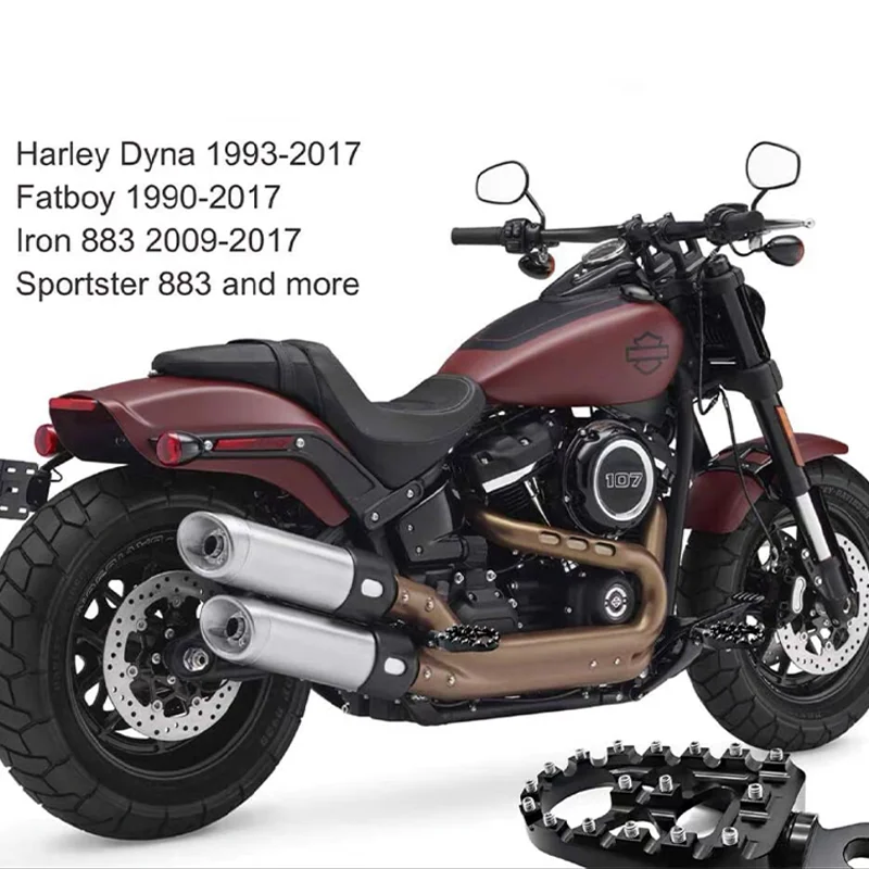 

Motorcycle CNC Wide Fat Footpegs 360° Roating Foot Pegs For Harley Dyna Fat Bob Softail Sportster Street Bob Motocross Universal