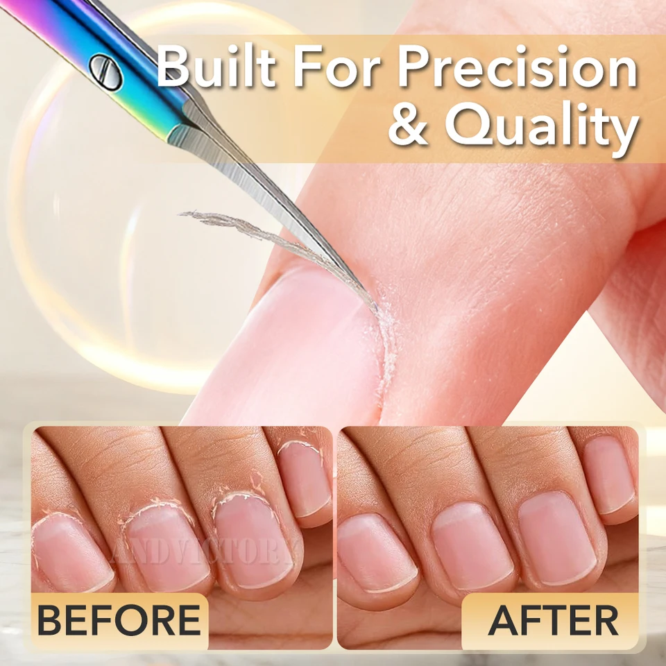 Tijeras de cutícula de acero inoxidable para remover piel muerta, clippers de uñas rusos, tijeras de manicura con punta curva 3