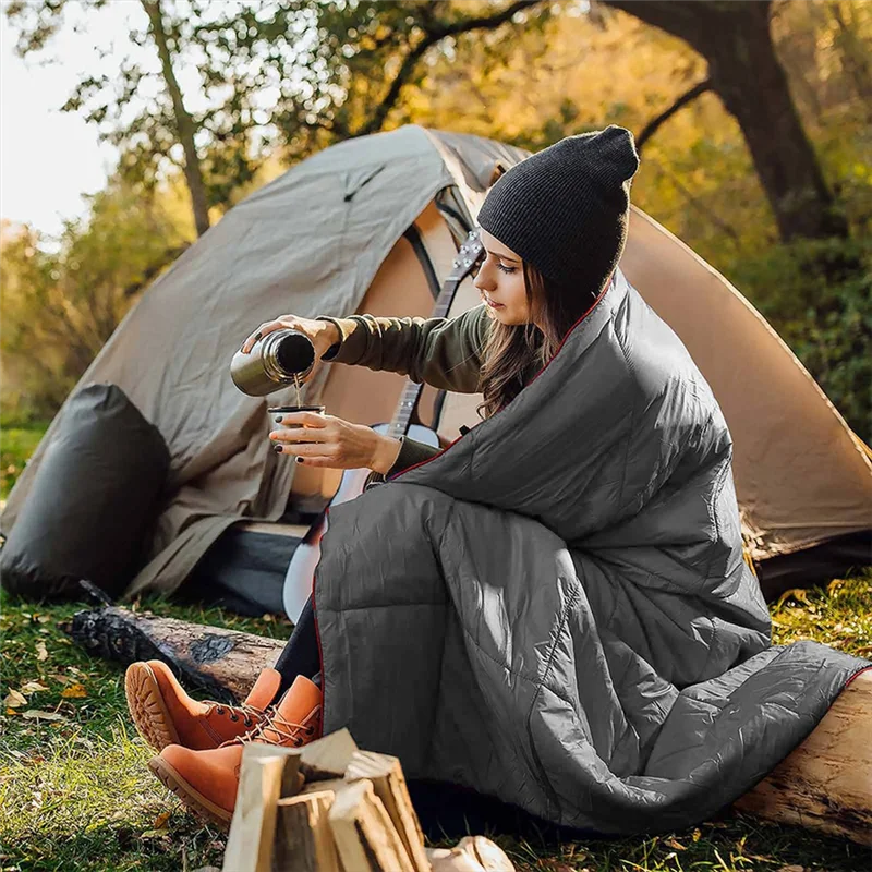 

YHOLI-Ultralight Camping Blanket - Waterproof, Wearable, Warm Poncho Liner For Outdoor Travel, Climbing, Sleeping Quilt Mat