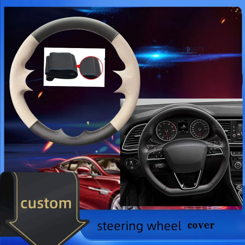 

Hand-stitched Microfiber Leather Car Steering Wheel Cover For Seat Leon Cupra Leon ST Cupra Leon ST Cupra 2013-2019 Ateca Cupra