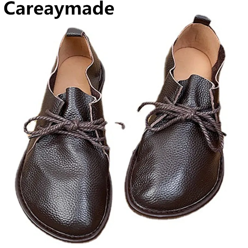 

Careaymade-Genuine Leather women's boots,New Top Layer Cowhide Soft Sole Soft Top Casual Women's Shoes Solid Color Lazy Shoes