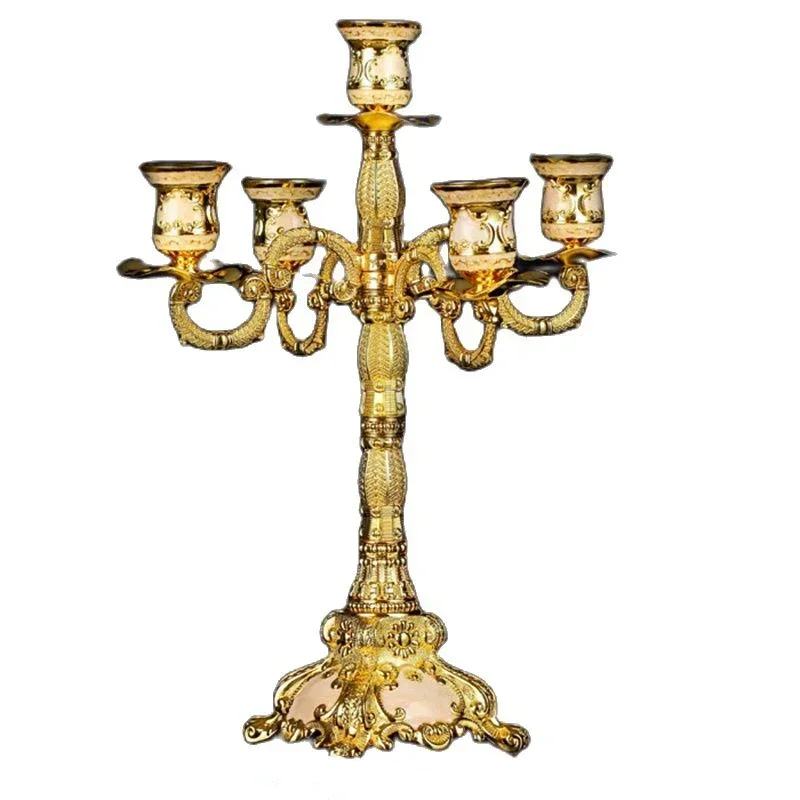 Gold Candle Holders Vintage Metal  Arm Candlestick Dinner Candle Stand Wedding Decoration Table Centerpieces Home Decoration