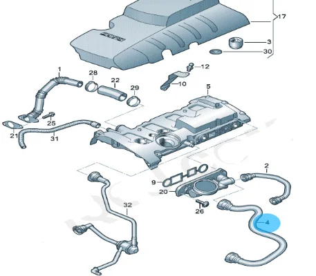 2.0 PCV Crankcase Breather Valve Vent Hose Pipe For Audi A3 A4 B7 A6 C6 TT VW Eol Golf Jetta Passat Seat Altea Leon 06F103235