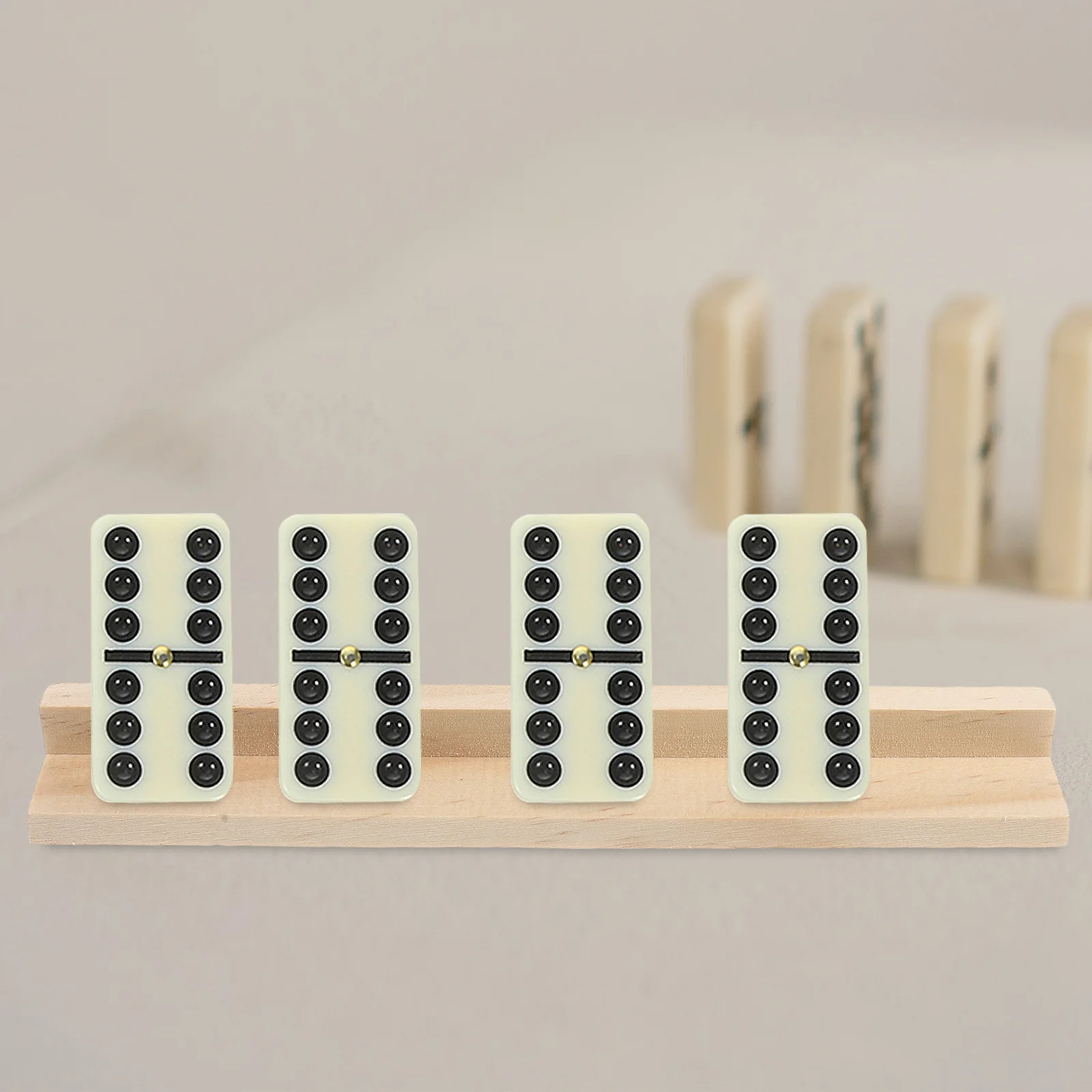 6 قطعة قاعدة الحروف الخشبية الدومينو مجموعة صينية متعددة الوظائف أصحاب البلاط مجلس لعبة قطعة المنظم الدومينو عرض موقف