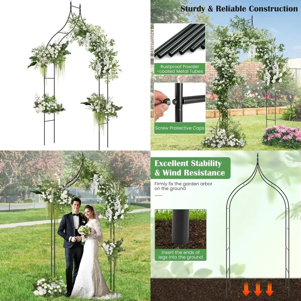 

Металлическая садовая арка Giantex высотой 9,5 футов — беседка для свадебной церемонии, опоры для альпинистских растений, уличный декор в готическом стиле