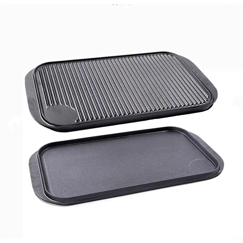 Thickened and enlarged cast iron steak grill plate Rectangular Barbecue Frying pan