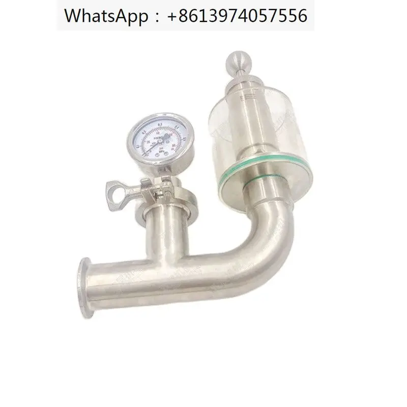 

Sanitary Tri Clover Clamp Stainless Steel Pressure Relief Valve Spunding Bunging Device with Manometer