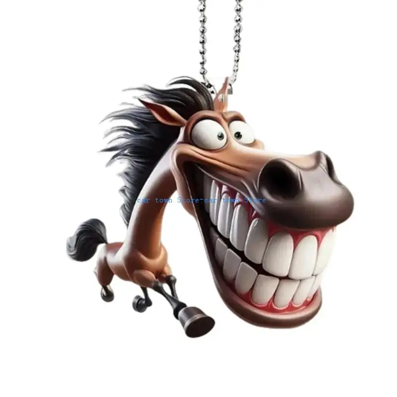 

RXJE Large Mouth Horse Decoration Unique Designs Car Charm Interior Hanging Ornament for Versatile Use In Homes Offices & Car