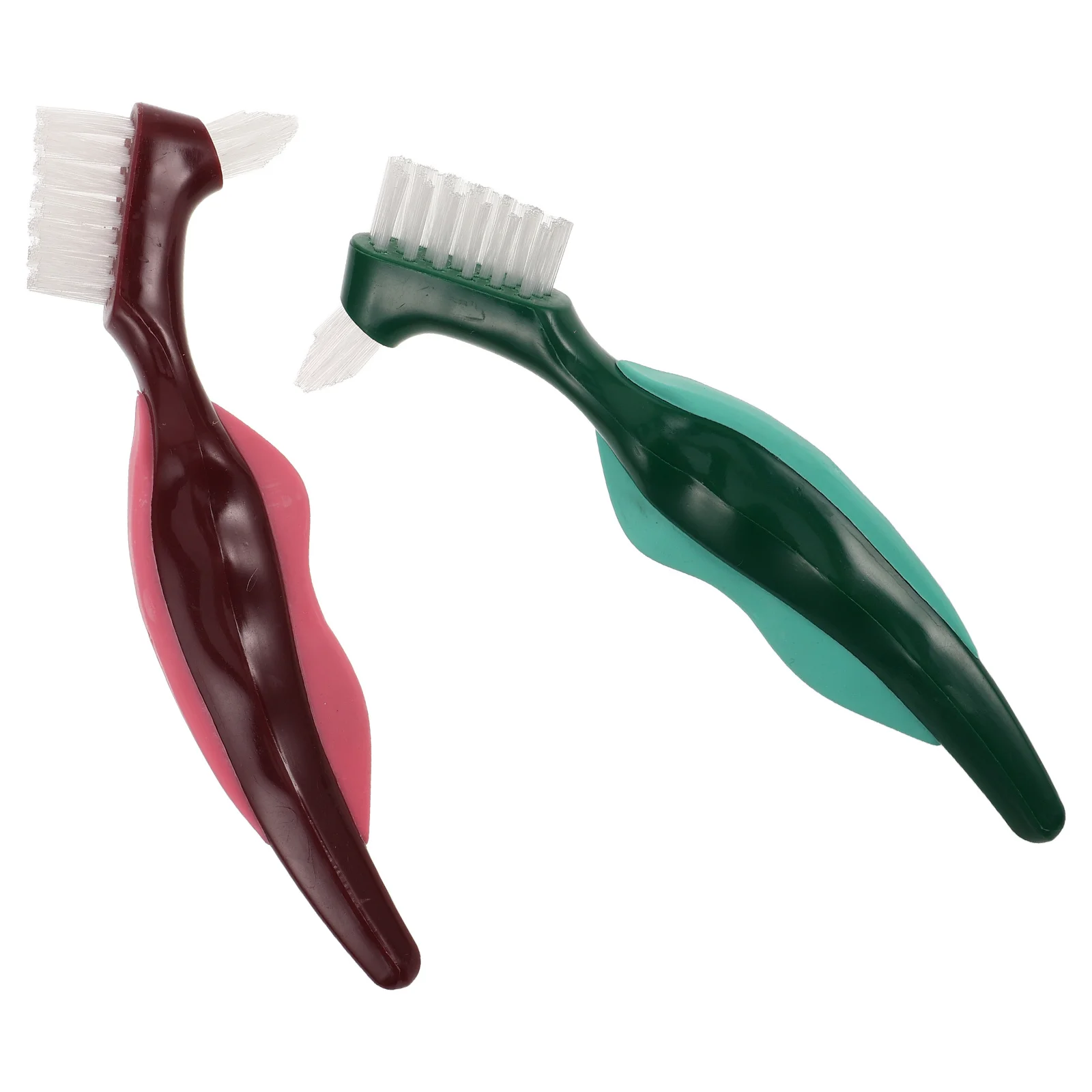 

2Pcs Dual Head Dentures Cleaning Brush Hard Bristle False Teeth Care Tool Ergonomic Handle for Elderly Oral Appliance Cleaner