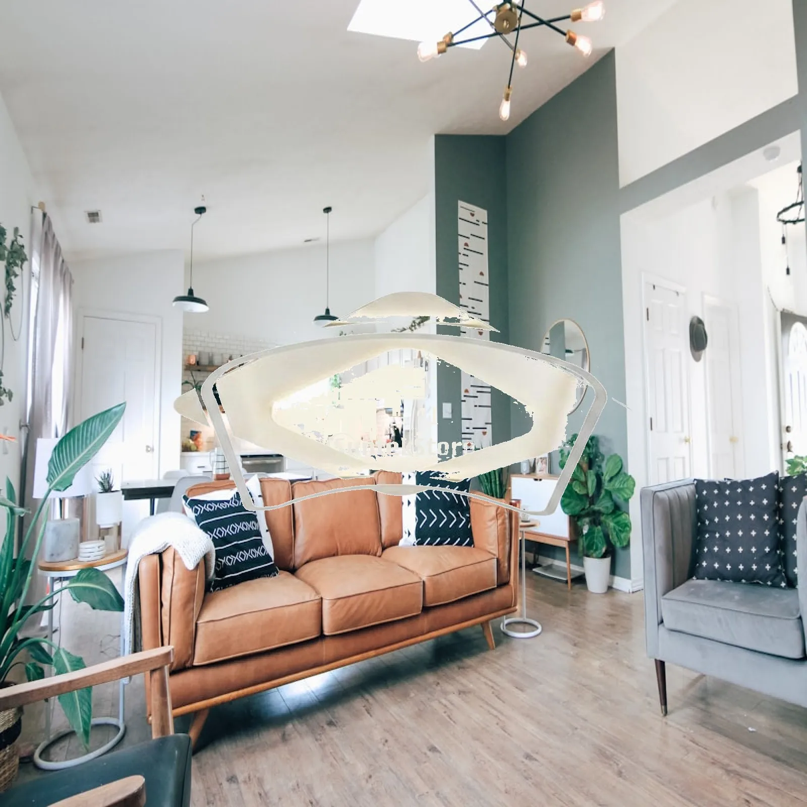 Modern Ceiling Lamp Fixture LED Overhead Light for Living Room Bedroom Indoor Iron Acrylic Soft Glare Reduced Design