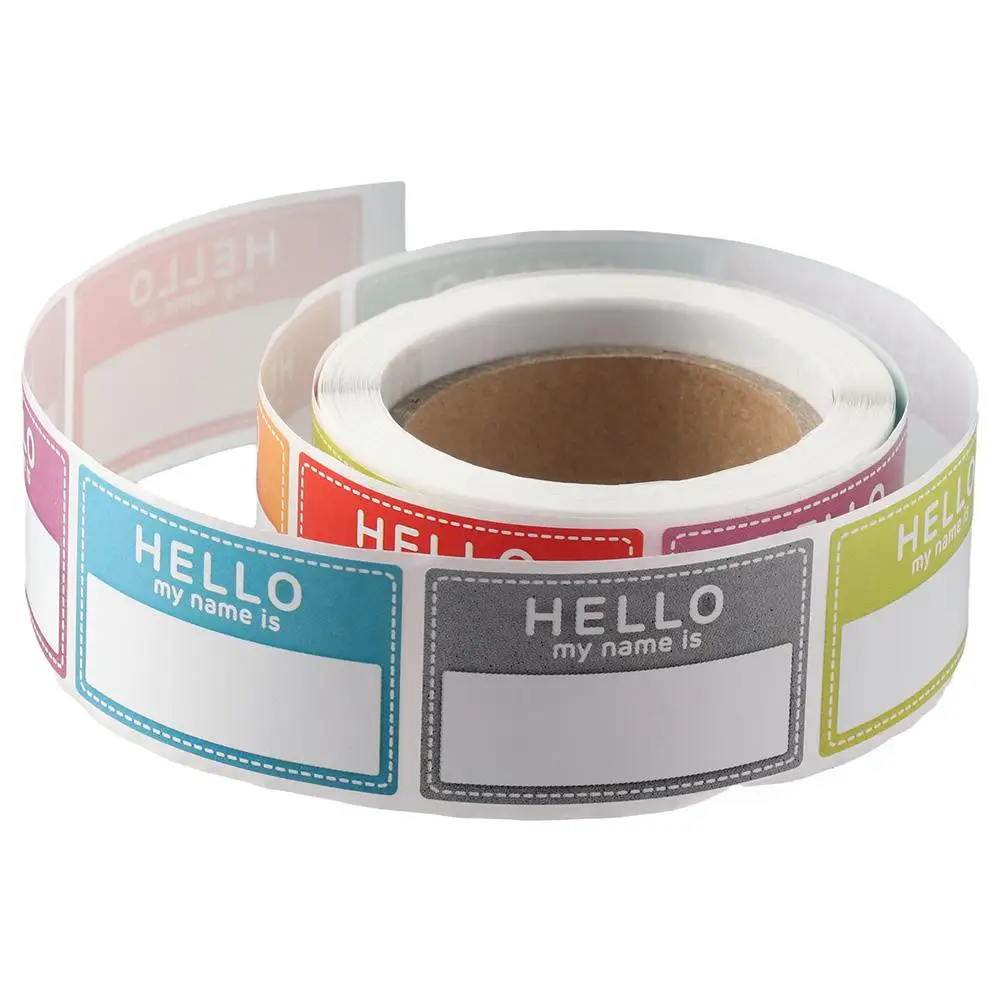 200Pcs/roll Name Stickers Hello My Name Is Rectangle Name Labels 8 Colors Self-Adhesive Blank Name Label for Party Office Home