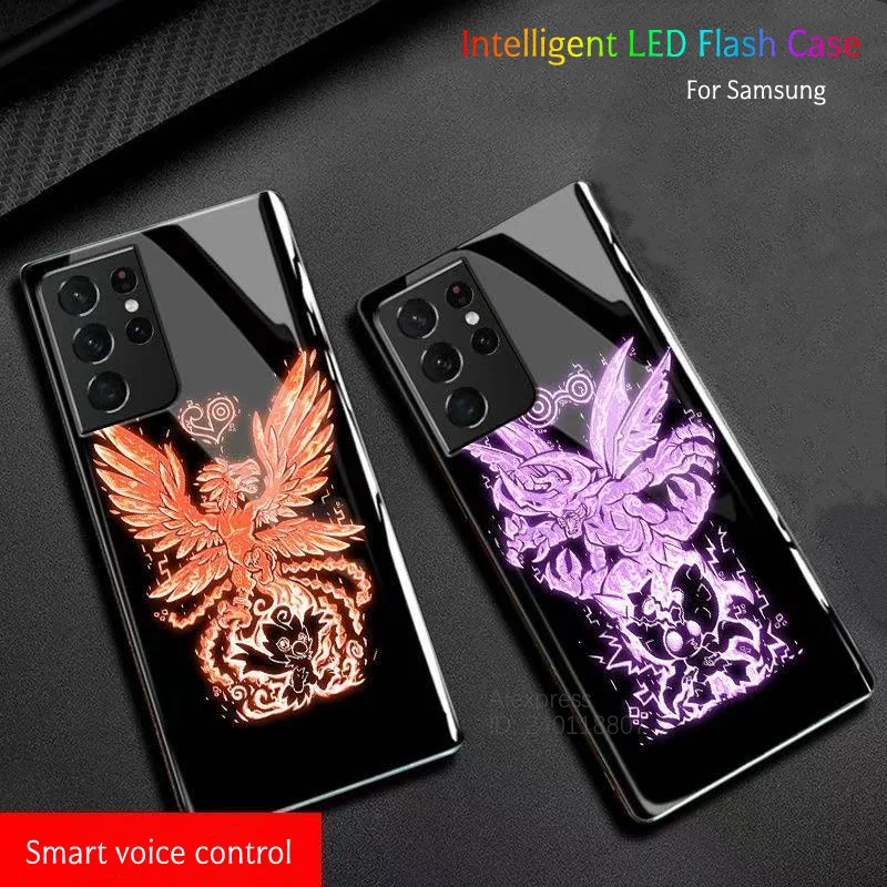 

Cool Pokemon Pikachu Luminous Phone Case For Samsung S25 Ultra S24 S23 S22 S21 FE S25 Plus Zfold 5 6 7 Japan Ghost LED Fundas