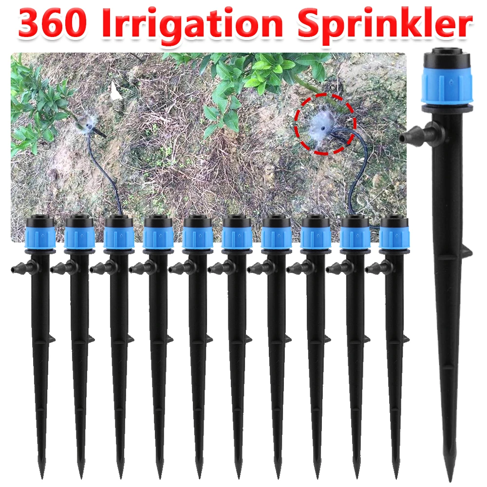 10pcs Irrigation Dripper Drip Emitters  Adjustable 360 Sprinklers Irrigation  Spray Sprinkler Watering Nozzle for Garden