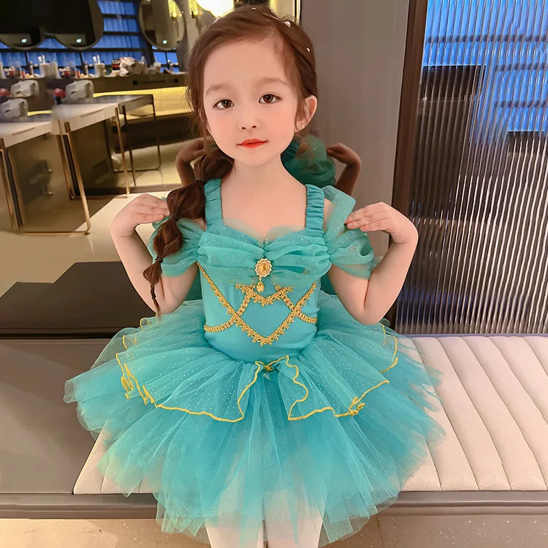 Mädchen Neue Blaue Ballett Kleid Leistung Dancewear Kleiner Schwan Pailletten Ballett Tutu Kostüme Dance Bühne Leistung Kleid Outfits