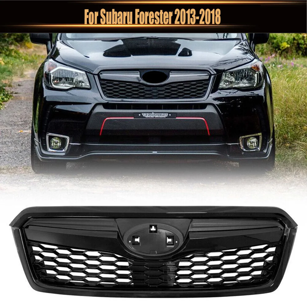 

Gloss Black ABS Sti Style Front Grill Mesh Kit For Subaru Forester 2013-2018 Upper Bumper Grille Racing Grills