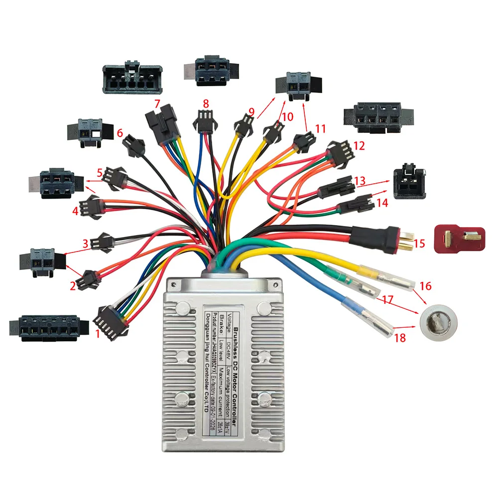 

Контроллер бесщеточного двигателя для электровелосипедов JH4AS3289DZYX 48В, регулятор скорости для электровелосипедов, скутеров, фэтбайков, горных велосипедов