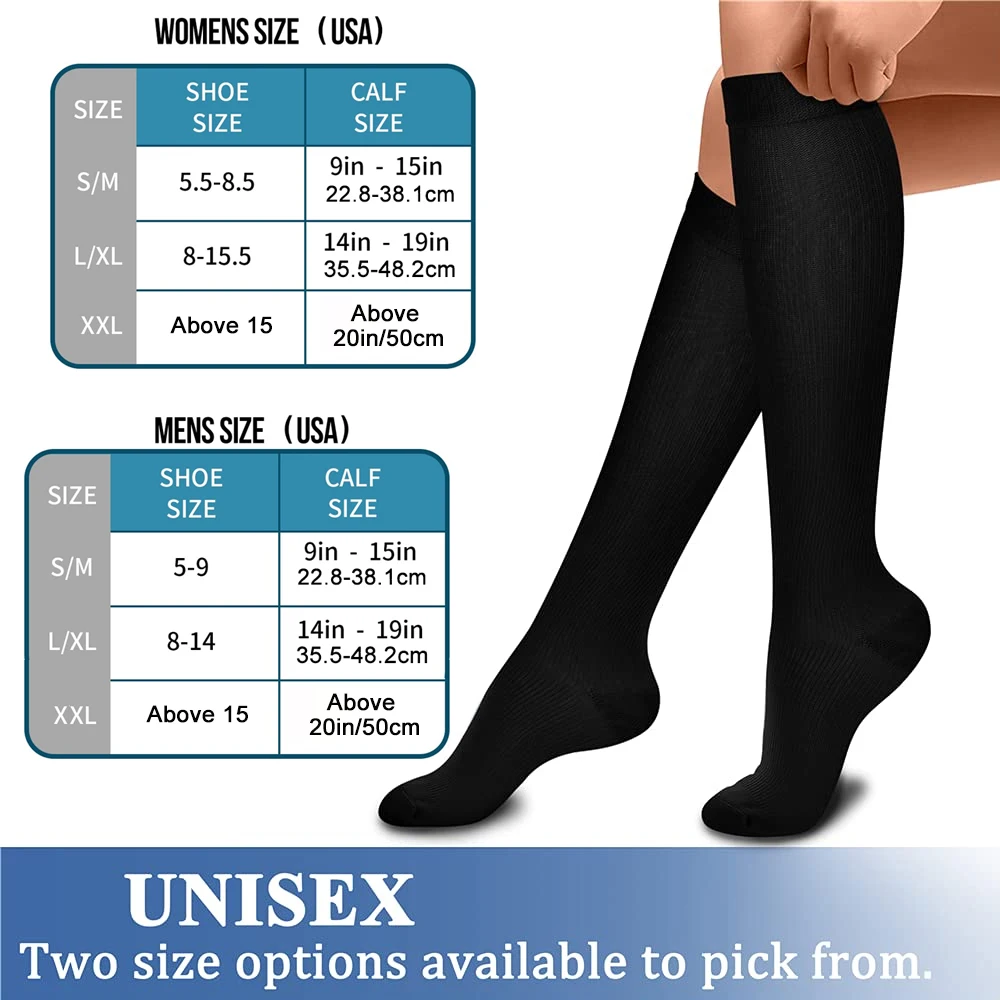 Copper Compression Socks (15-20mmHg) - Graduated Support for Circulation,Swelling- All-Day Wear for Running,Nurses - Men & Women