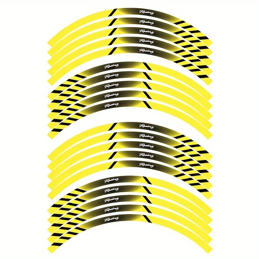 Universal 17 inch motorcycle wheel high-strength self-adhesive reflective 2-wheel rim sticker decorative tape 1 set bicycle