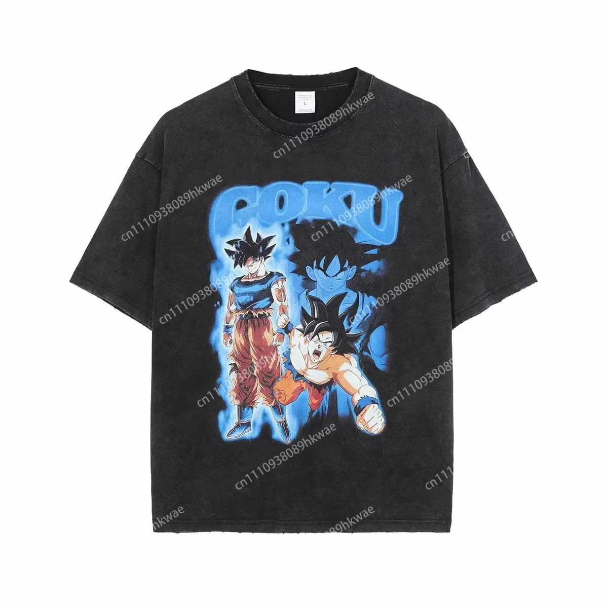 Dragon Ball Z Summer Men Cotton T-shirt Streetwear Washed Black Oversized Short Sleeve Casual Daily Wear Goku Evolution Art