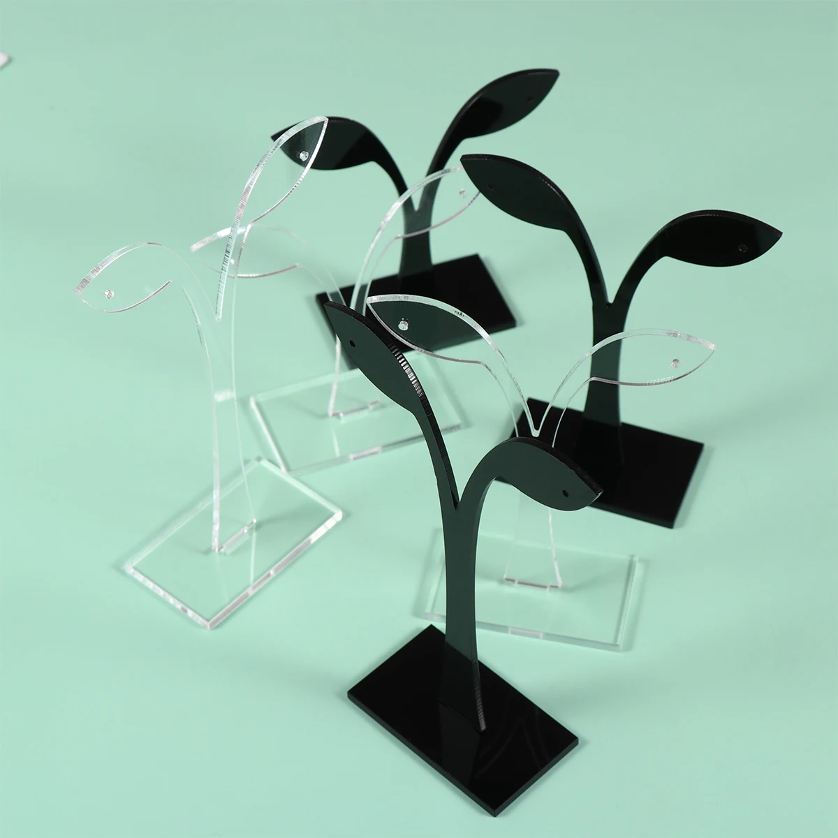

6Pcs Leaf Acrylic Earring Display Stand Stylish Disassemble Jewelry Rack for Studs Organizer Black Use