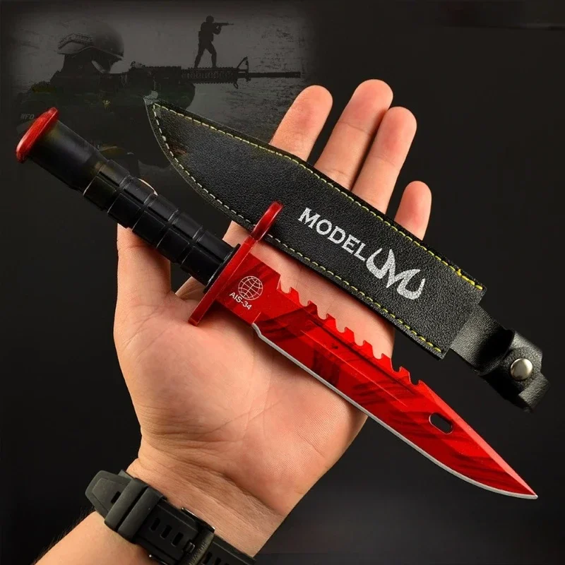 26 سنتيمتر/10.23in الذهاب لعبة المفاتيح الطرفية M9 جزار مع حافظة جلدية نماذج سلاح التدريب في الهواء الطلق سكين المعادن الحرفية دمى هدايا #4