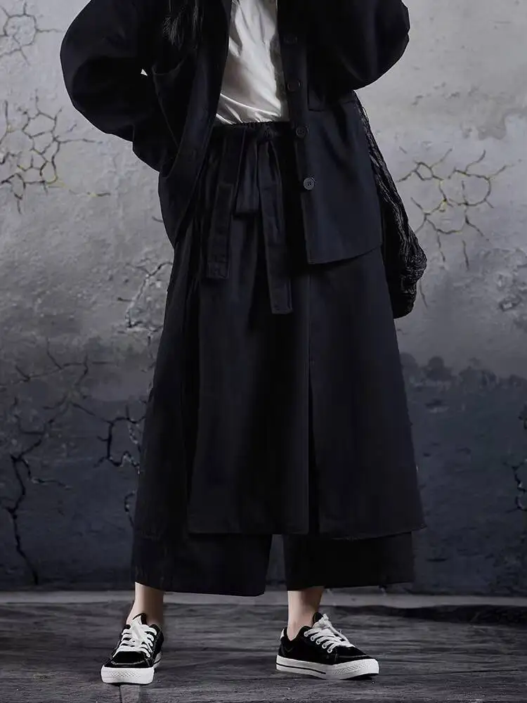 

Ladies Wide Leg Pants Spring And Autumn New Classic Dark Irregular Stitching Design Retro Loose Oversized Nine-Minute Skirt