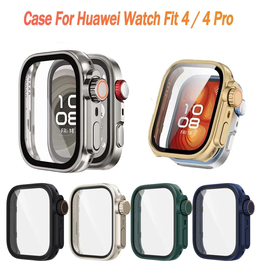 Gehärtetes Glas + PC-Gehäuse für Huawei Watch Fit 4 / 4pro |   Kratzfester Rundumschutz, Displayschutz, Smartwatch-Zubehör