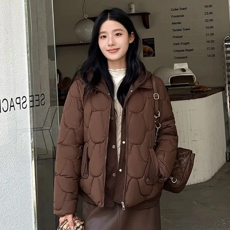 2024 New Winter Parkas Women Jacket Hooded Thick Warm Short Jacket Cotton Padded Parka Basic Coat Female Outerwear