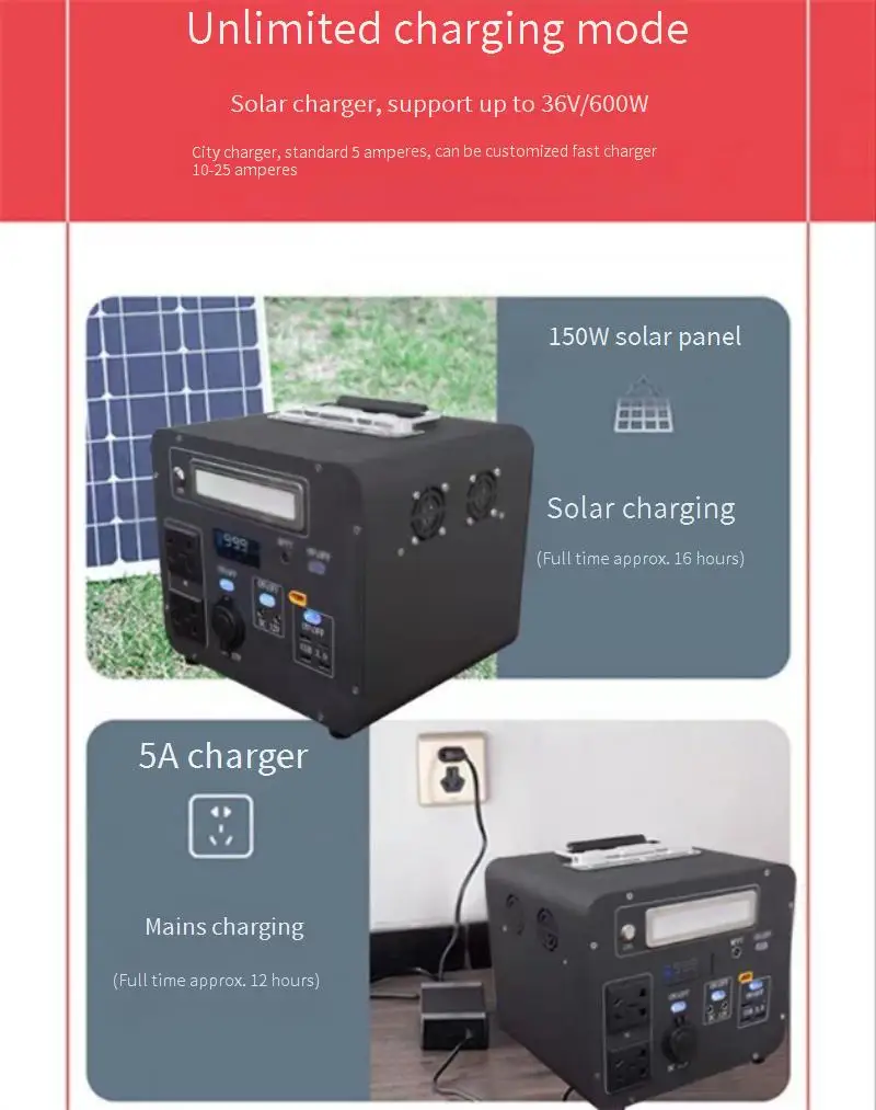 Omni-In Solar Energy Storage Power Supply, 1200W220V, Fonte de alimentação doméstica de emergência de carro portátil ao ar livre, Grande capacidade